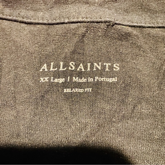 ALL SAINTS ryker SS black cotton soft polo shirt men’s XXL - Picture 3 of 5
